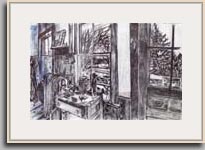 LOOKING OUT FROM THE KITCHEN   2008   ballpoint pen   24" x 15½"